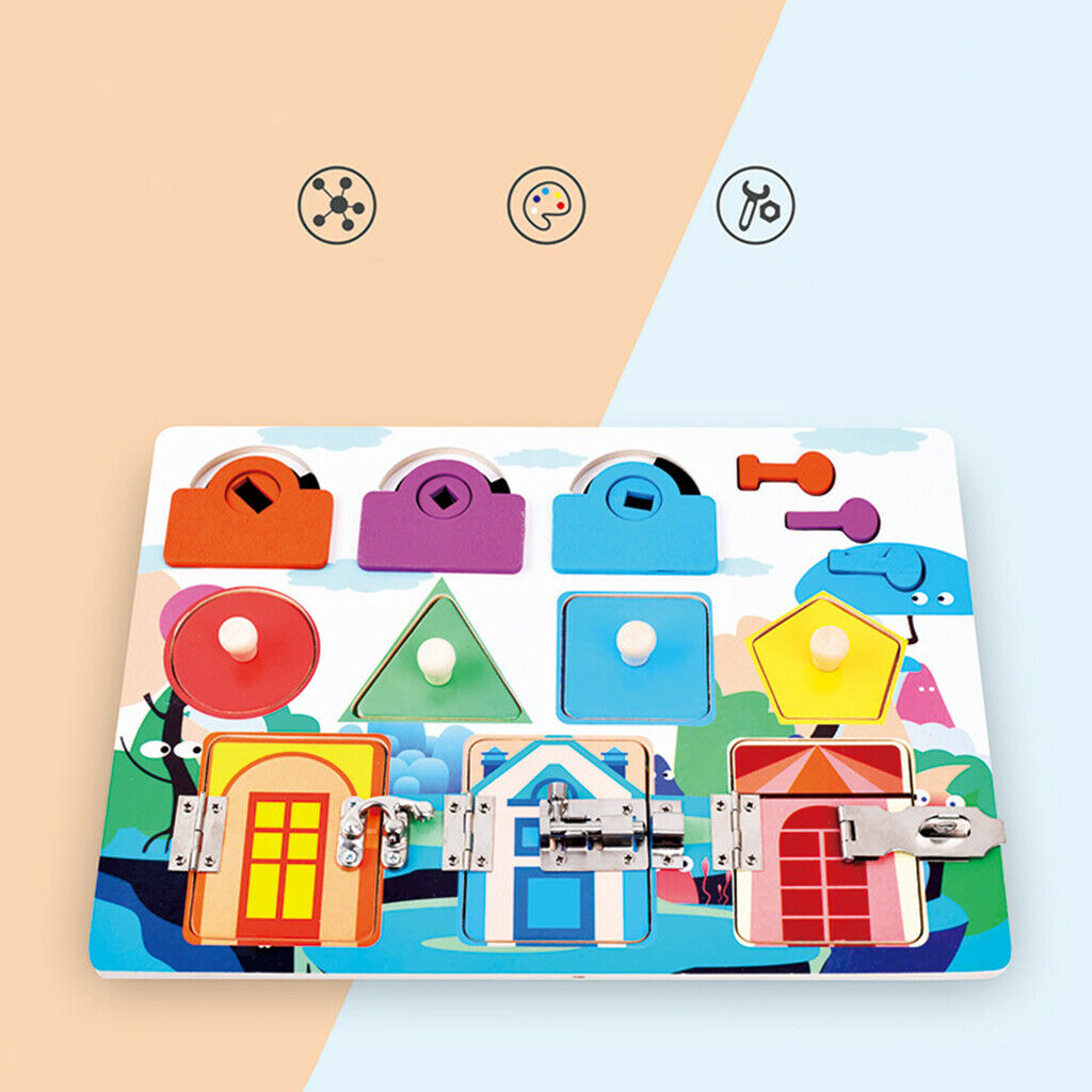 Toddler Busy Board Wood Education Unlock Toys Gifts Age 3+ Boys & Girls
