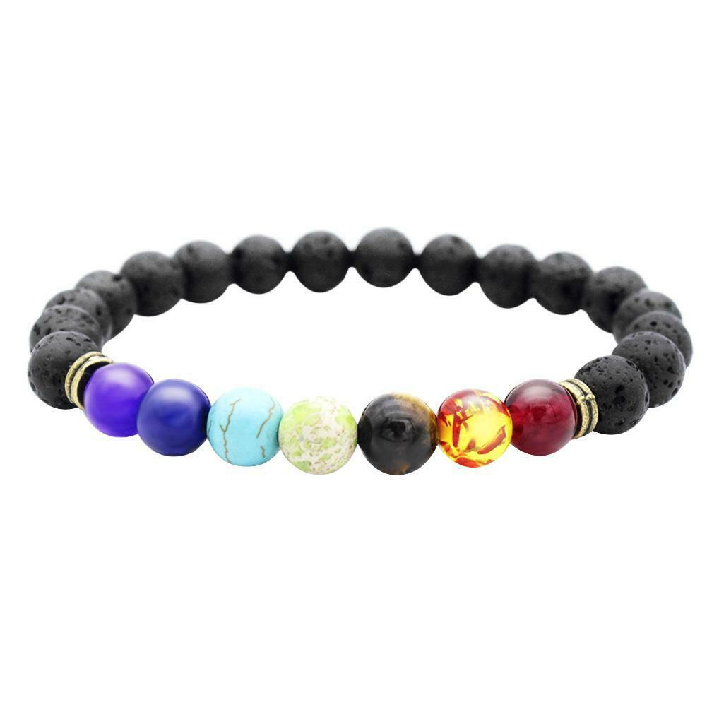 Lava Rock 8mm Beads Elastic Yoga Bracelet for Men/Women Jewelry Decor Gifts @