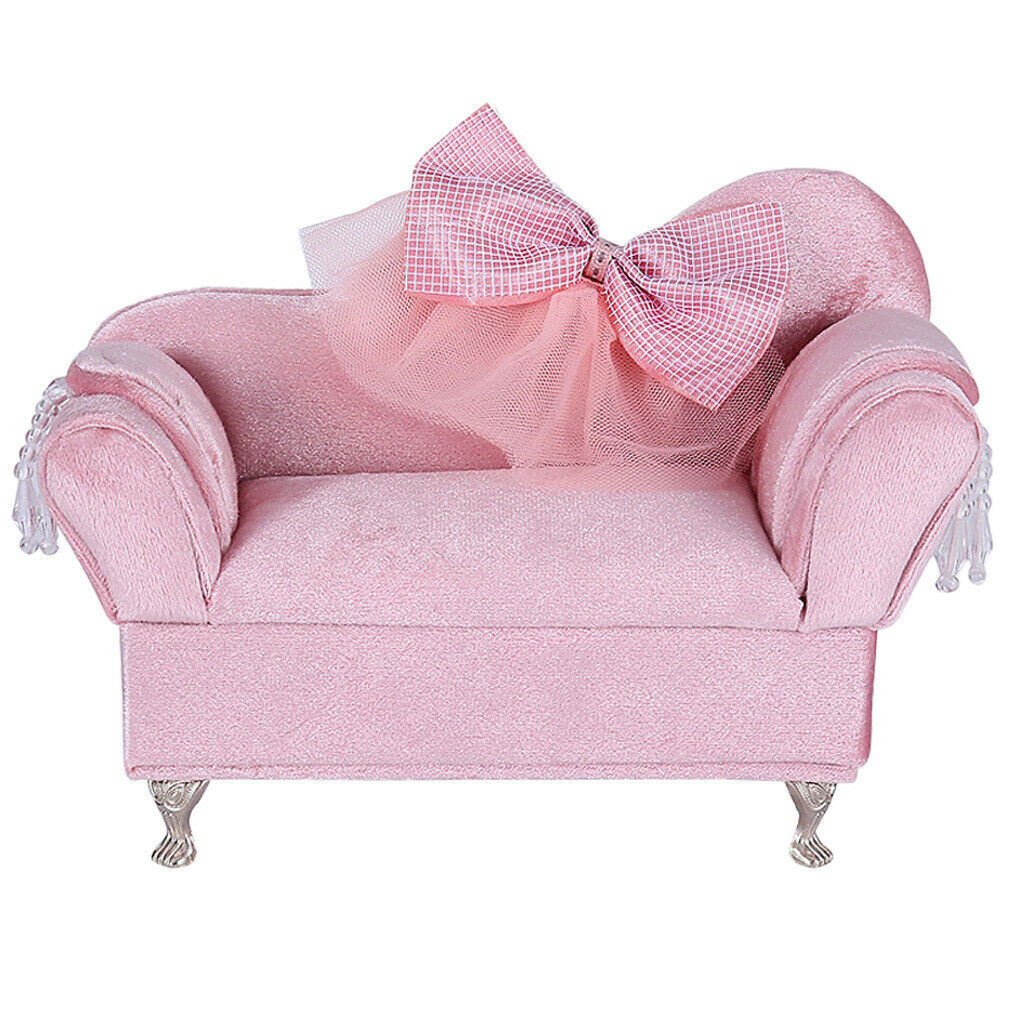 Soft Bowknot Couch Jewelry Box for Girls Travel Jewelry Organizer for