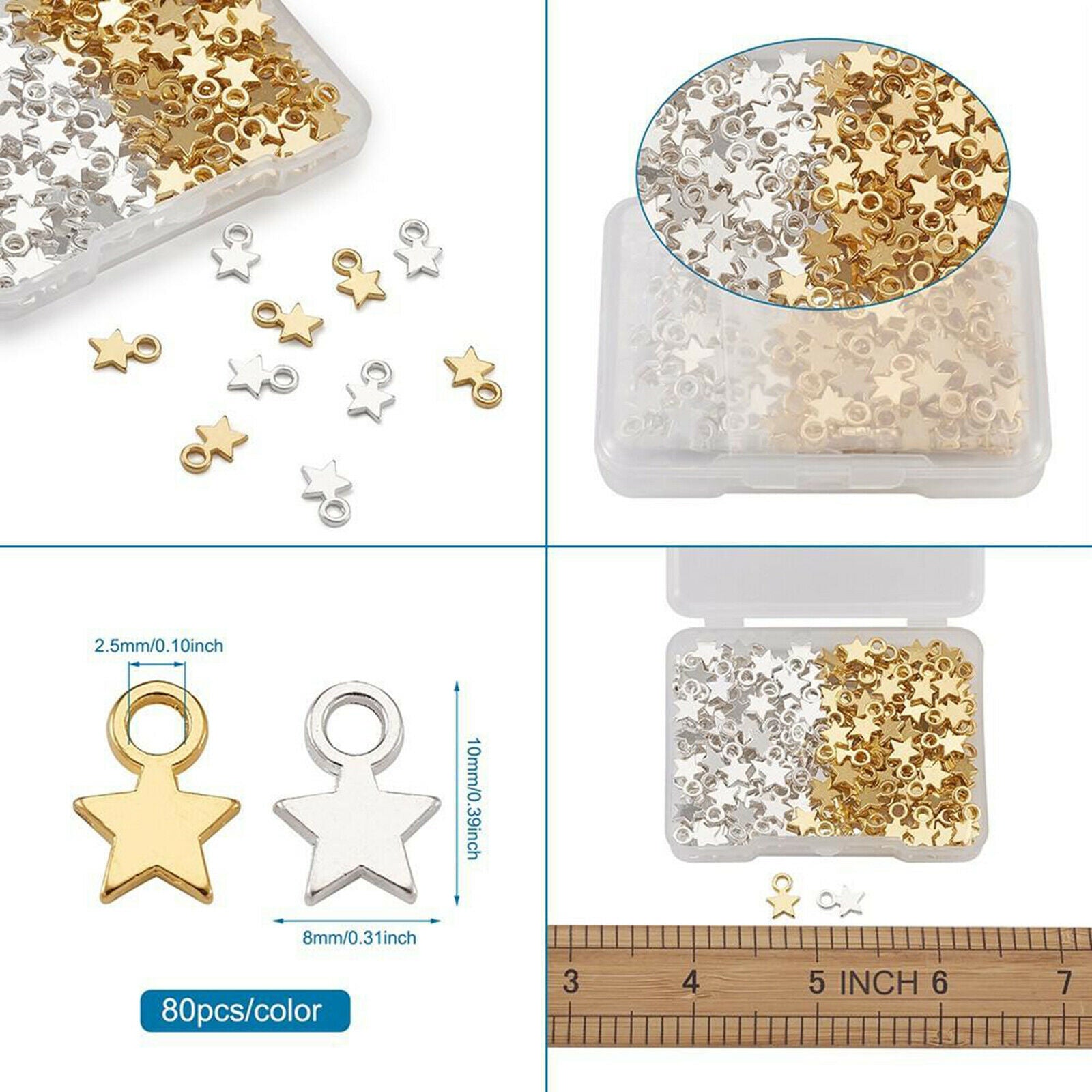160x Zinc Alloy Mixed Star Pendant Charms DIY Jewelry Necklace Making Crafts