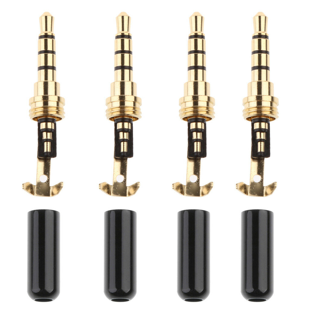 4x Replacement TRRS Male Plug 4 Pole 1/8inch 3.5mm Solder Type DIY Audio Cable