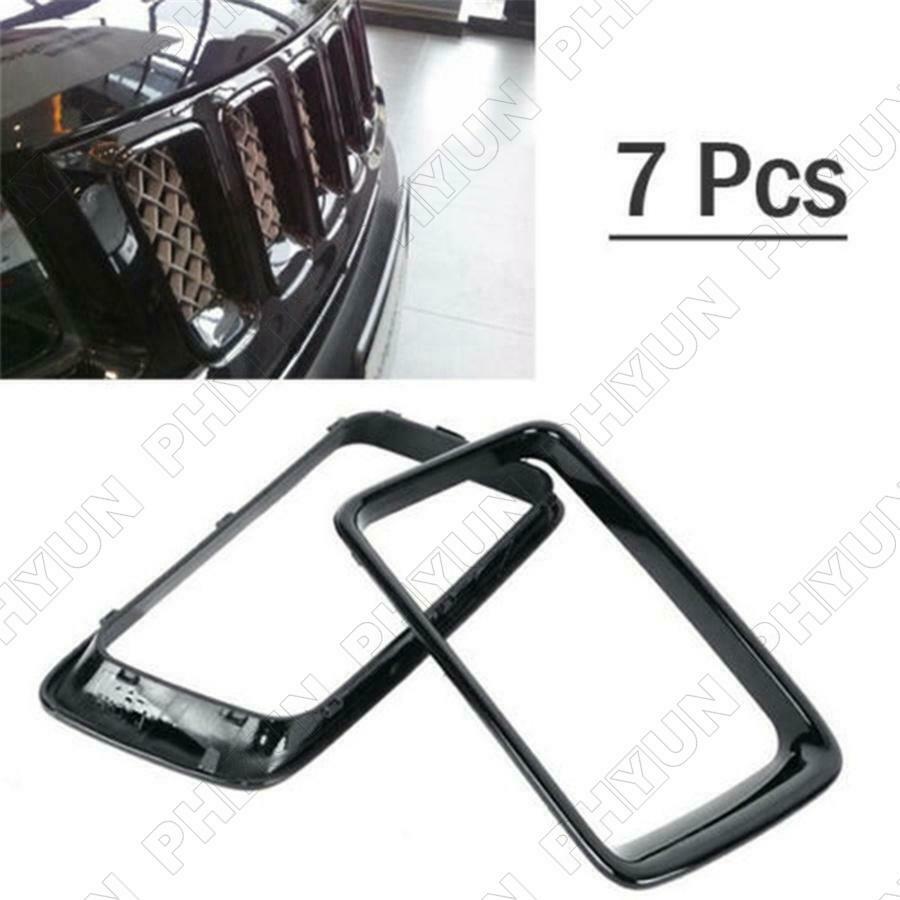 For 2014-2016 Jeep Grand Cherokee Front Grille Trim Ring Insert Trim Gloss Black
