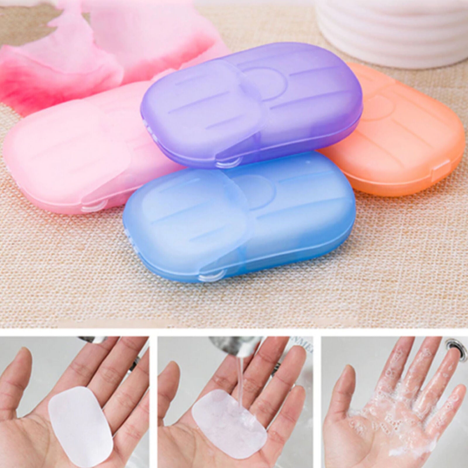 20Pcs Disposable Boxed Soap Paper Sheets Portable Travel Hand Washing Scented No