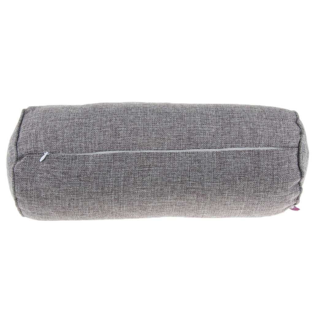 3Pc Car Bed Neck Back Foot Pillow Cervical Round Roll Office Chair Bolster Gray
