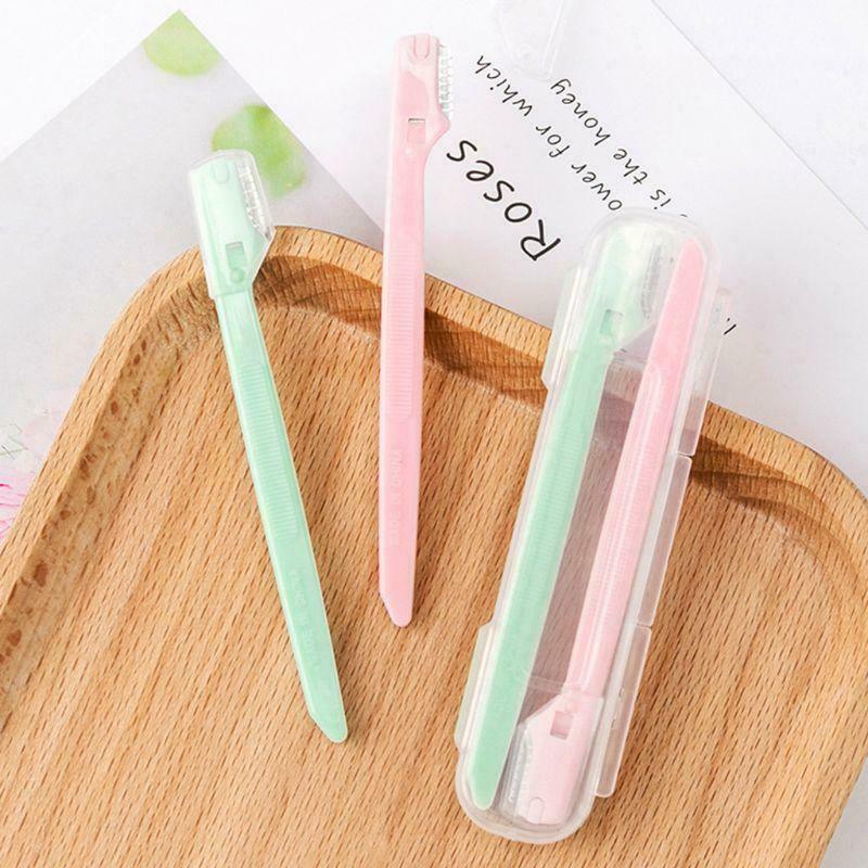 2 Pcs Mini Protable Eyebrow Razor Durable Stainless Steel Blade Practical Tools