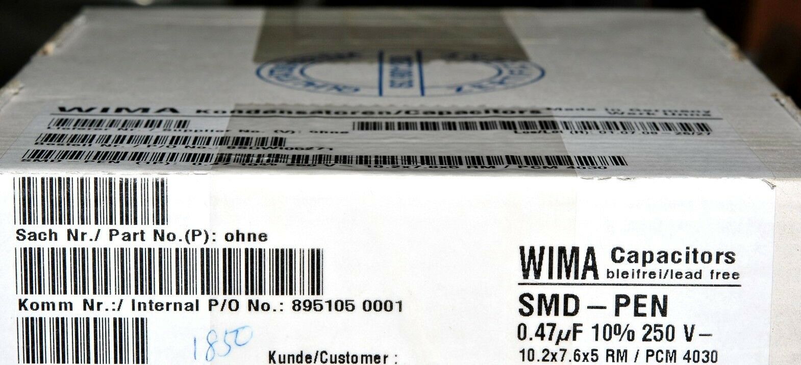 1pcs - WIMA SMD-PEN SMD4030 0.47uF 250V 10% Capacitor SMDTF03470VA00