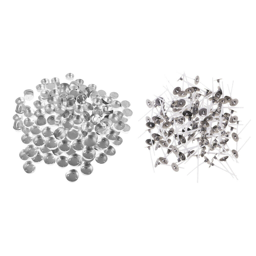 400 Pieces Tea Light Aluminum Empty Candle Cup /Container & 35mm Candle Wicks