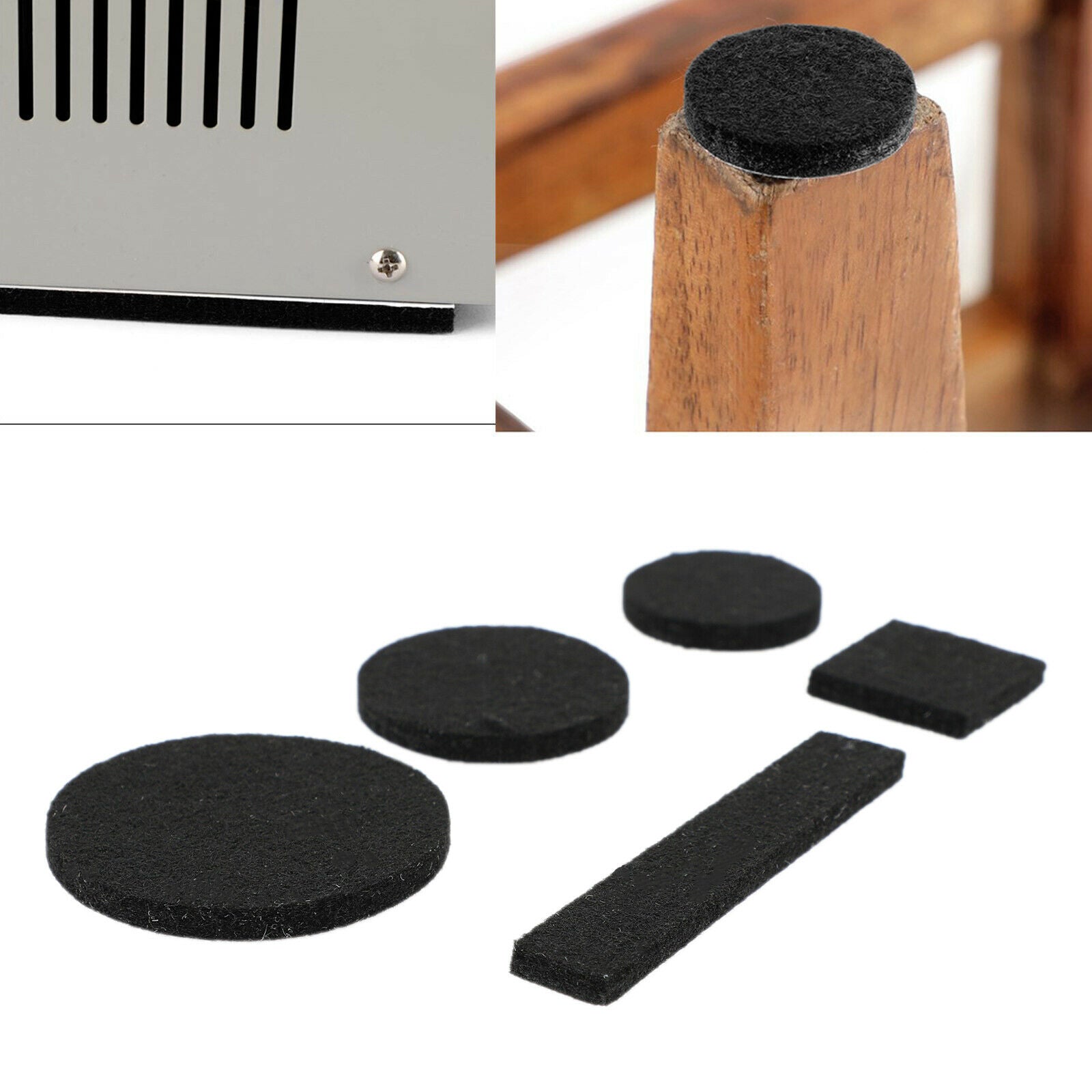 300Pcs Furniture Pads Chair Leg Floor Protectors Felt Pads Hardwood Floors Black