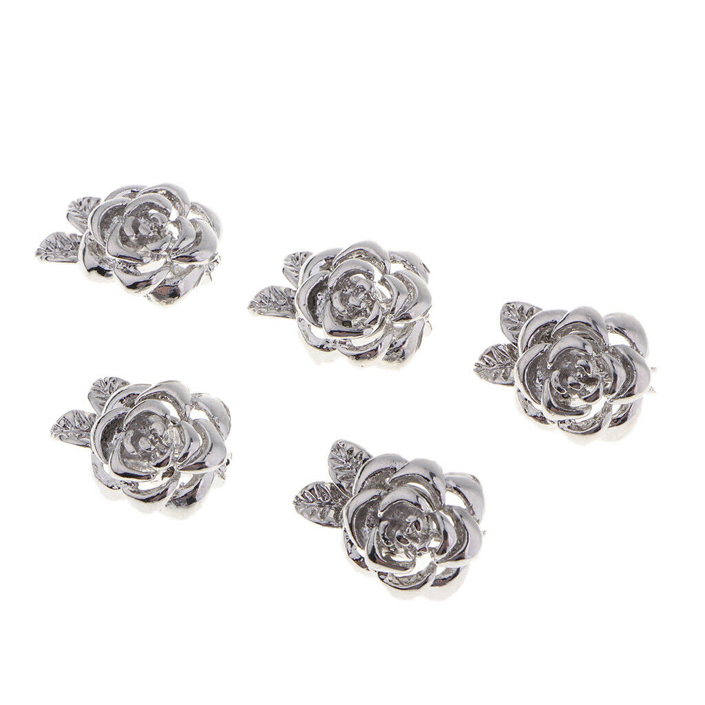5Pack Rose Flower Magnetic Clasps DIY Hooks End Jewelry Making 2x1.3cm