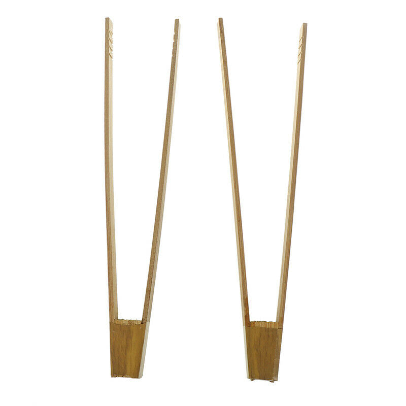 2pcs Bamboo Clip Cooking Kitchen Tongs Food BBQ Tool Steak Cake Wooden .l8