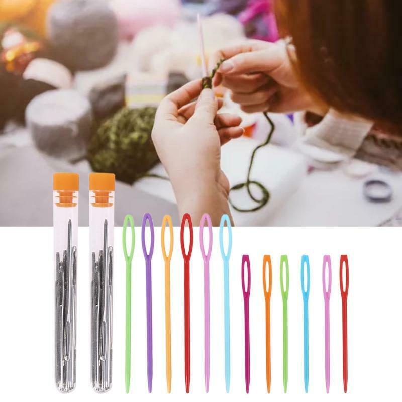 12Pcs Plastic Sewing Needles+18Pcs Large Eye Blunt Needles for Kid Craft Project