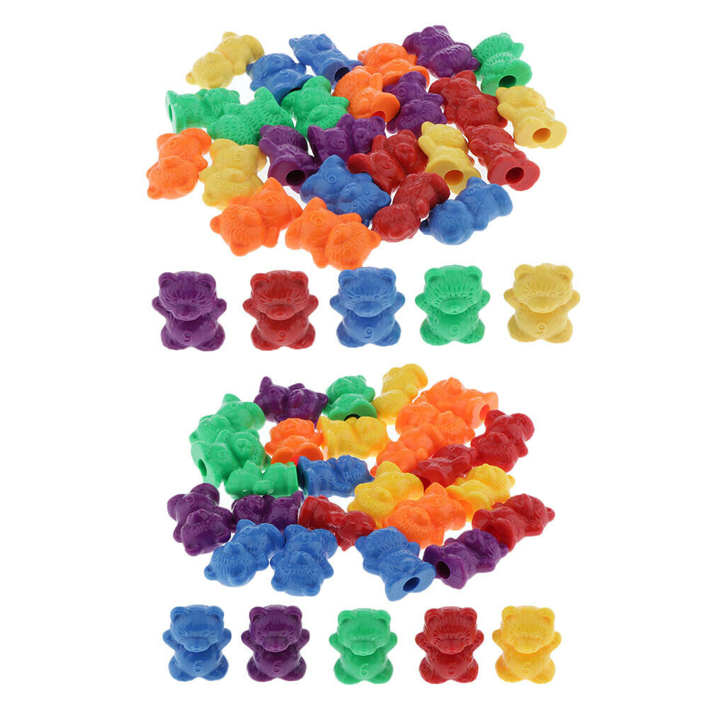 60Pcs Colorful Rainbow Bears 3g & 6g Weights Preschool Math Skills Toys