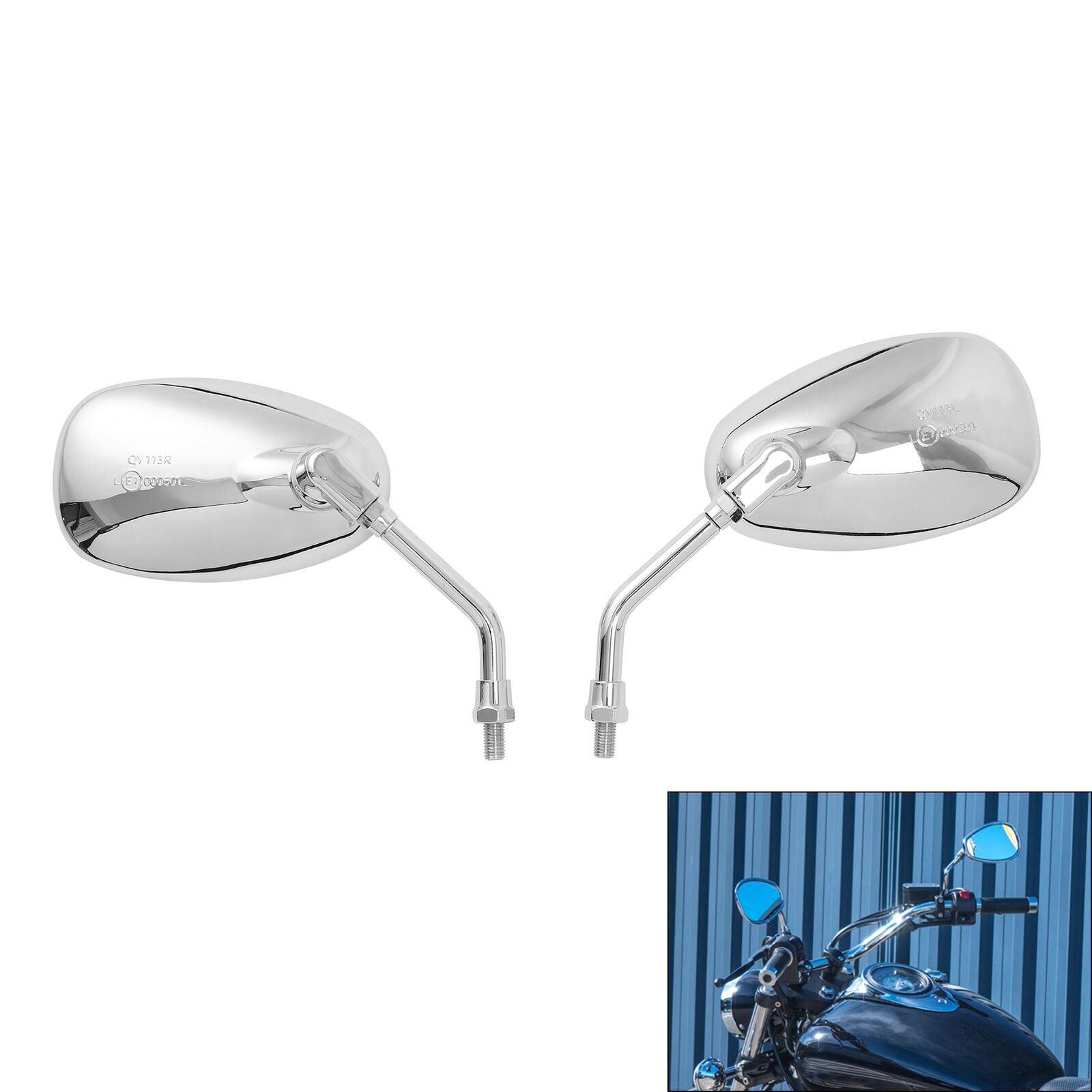 Universal 10mm Rear View Side Mirror Fit For Yamaha FZ6N XVS400 XVS1100