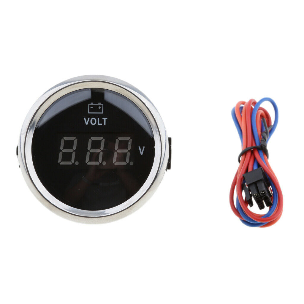 2'' 52mm Marine Boat Digital LED Electronic Meters Gauge - Black