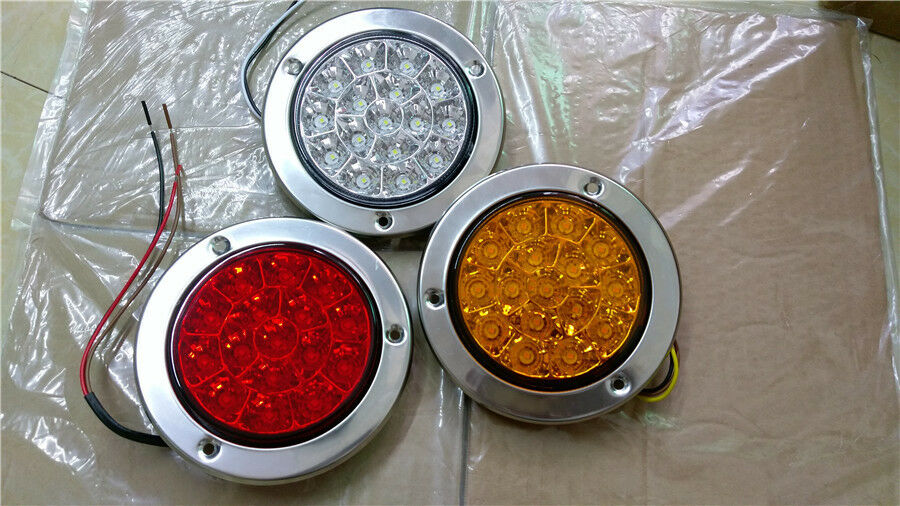 1 Pair 16-LED Super Bright White Truck Trailer Marked Tail Lights Reverse Lamps