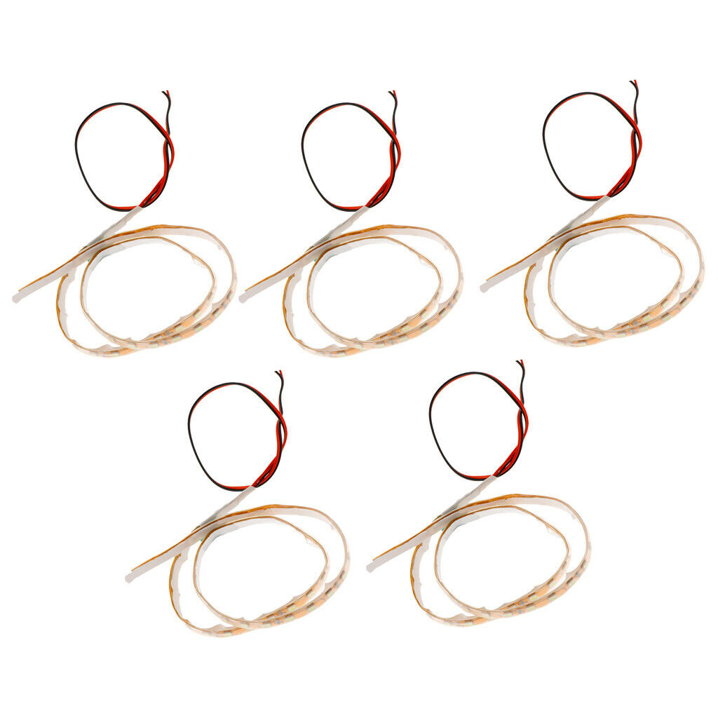 5 Pieces Multi-Color LED Motorcycle Ground Strip Light Kit w/ Wire White
