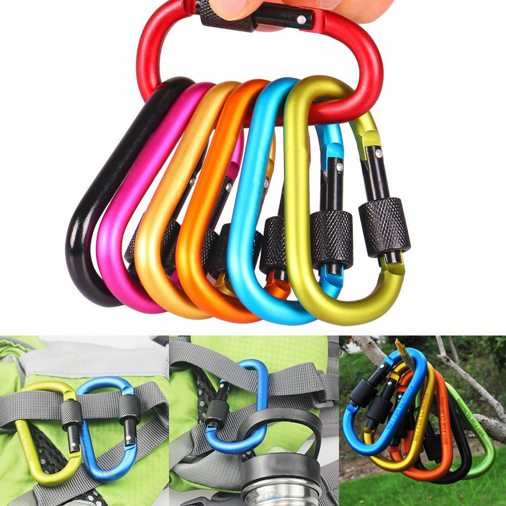 2PC Aluminum Carabiner Outdoor Keyring D-Ring Key Chain Clip Snap Hook Karabiner