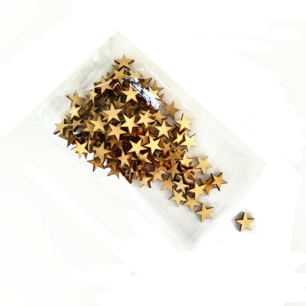 Lot of 150pcs MDF Cut Wooden Crafts Wood Stars Pieces DIY Scrapbooking