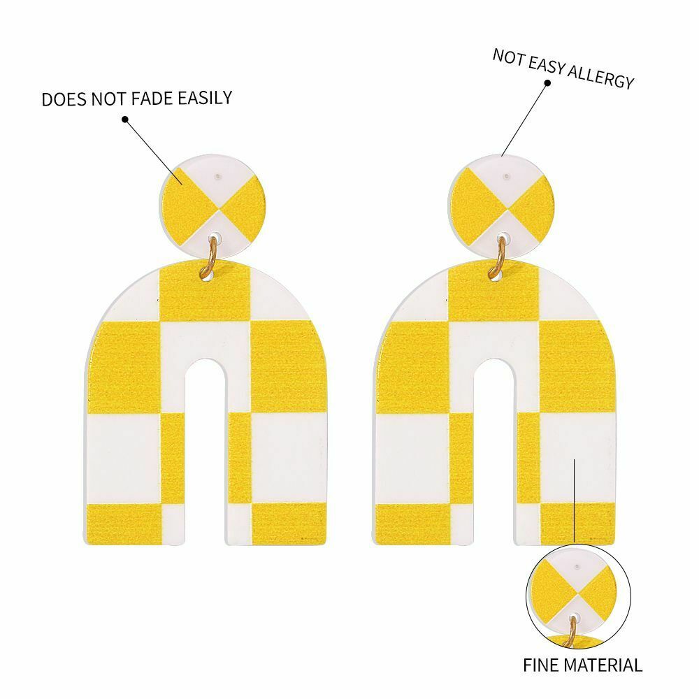 Jewelry Trendy Alloy Dangle Earrings Eardrop U-shaped Women Lattice Earrings
