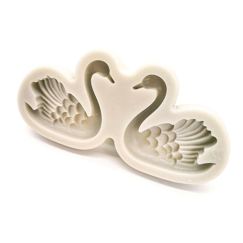 2 Swan Silicone Mould Fondant Cake Sugarcraft Mold Wedding Chocolate Baking Tool