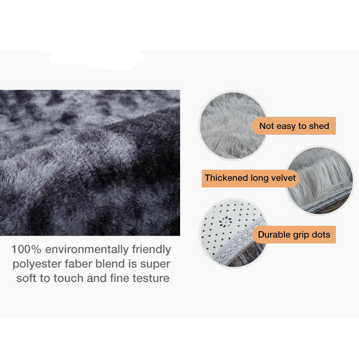 90x60CM Fluffy Rug Anti Slip SHAGGY RUG Soft Mat Floor Living Room Bedroom