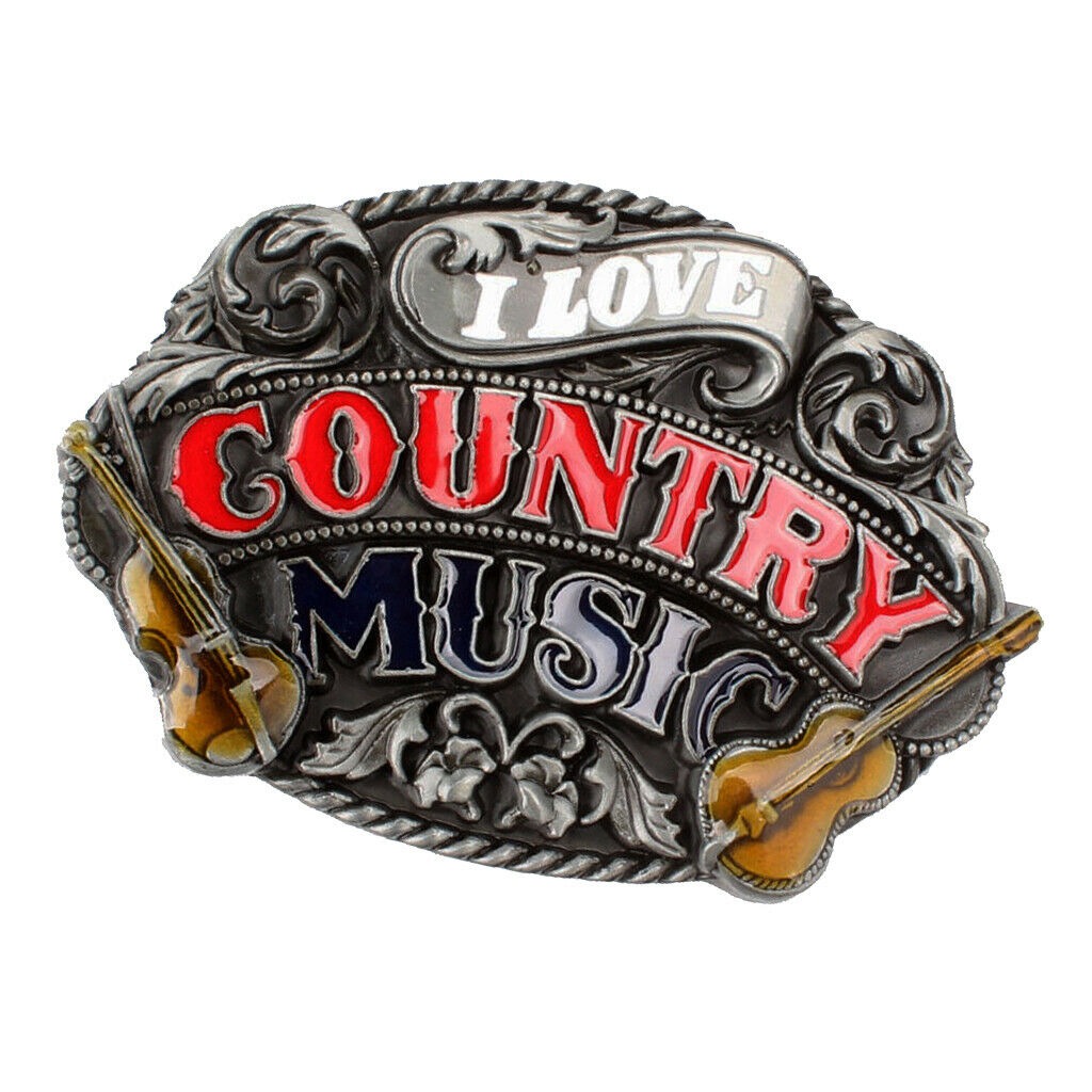 Classic Country Music Guitar Belt Buckle Western Cowboy Cowgirl