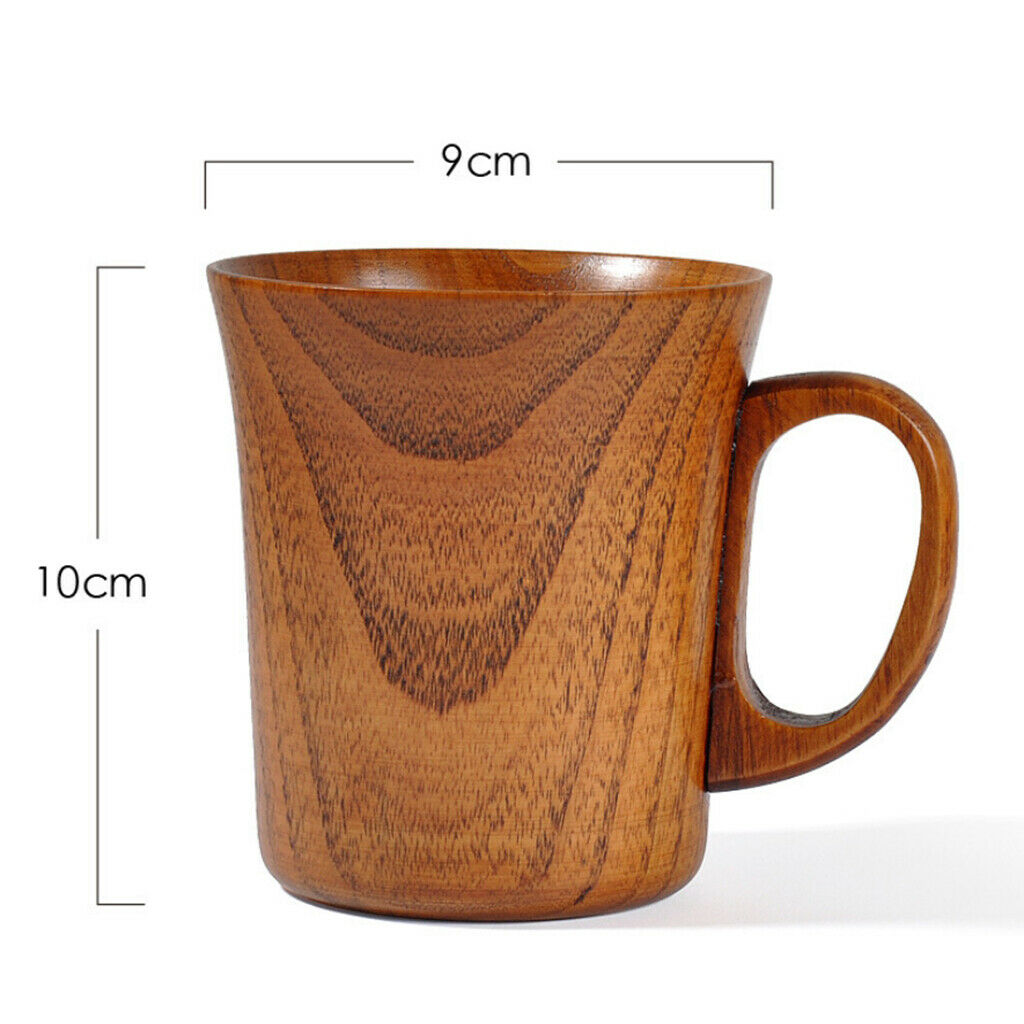 Natural Wood Cup with Handle Water Coffee Milk Wine Mug Tableware Gift