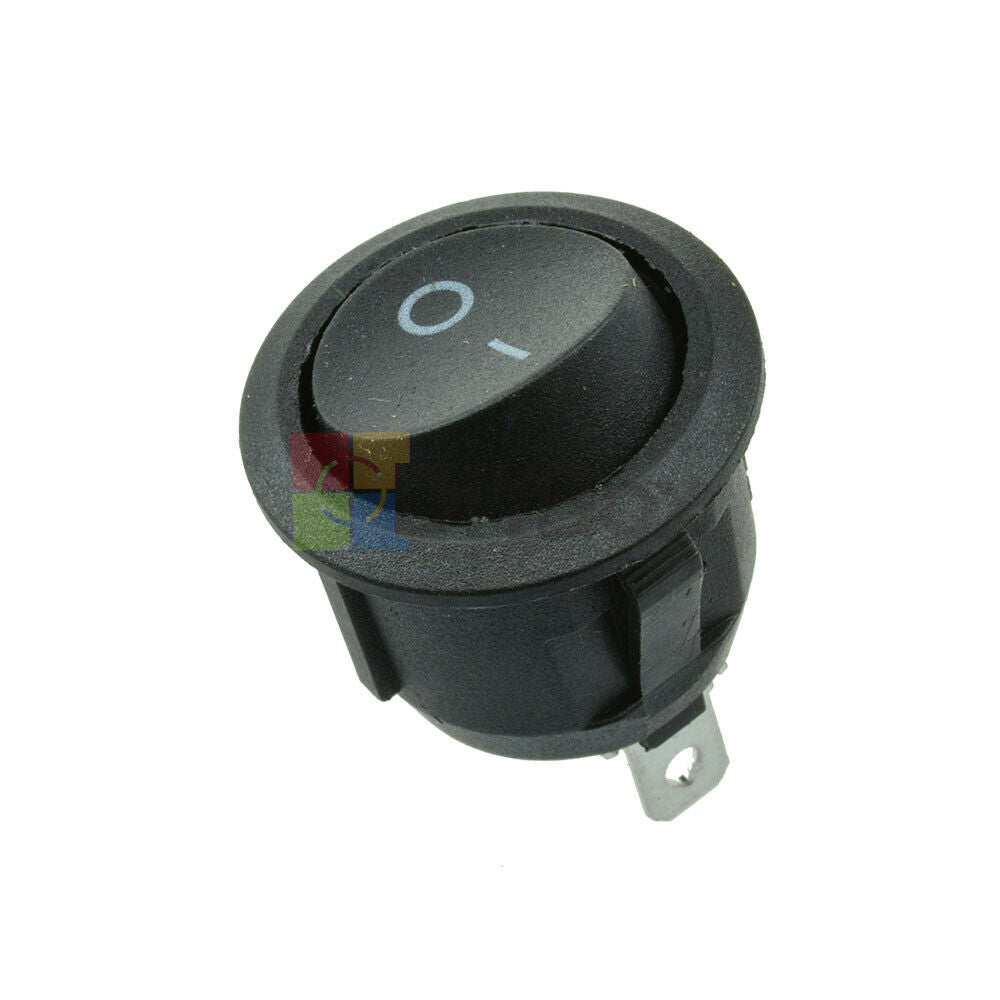 20Pcs Mini Black Round 3-Pin SPDT ON-OFF Rocker Switch Snap-in 6A 250V/10A 125V