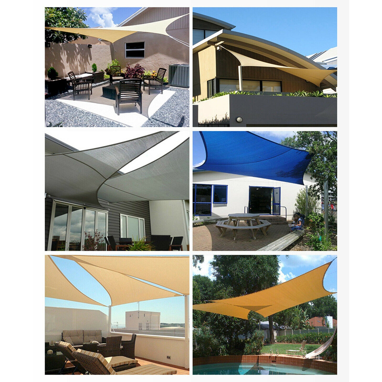 2x2mSun Shade Sail Water Resistant Outdoor Garden Awning Cover Waterproof