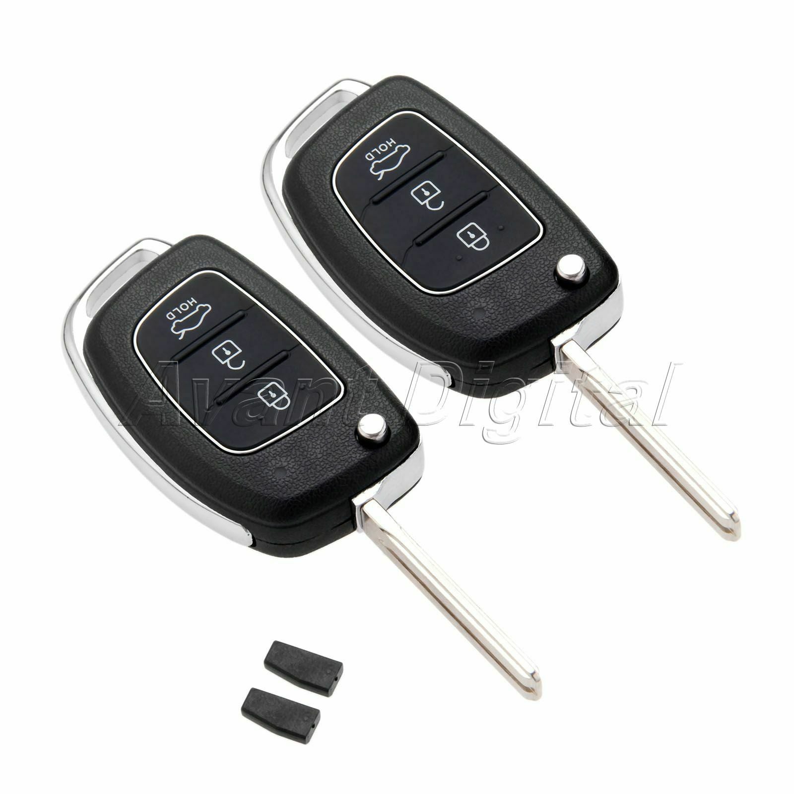 2Pcs 3 Buttons Remote Key ID46 Chip TOY40 Blade With Battery Fit For HYUNDAI