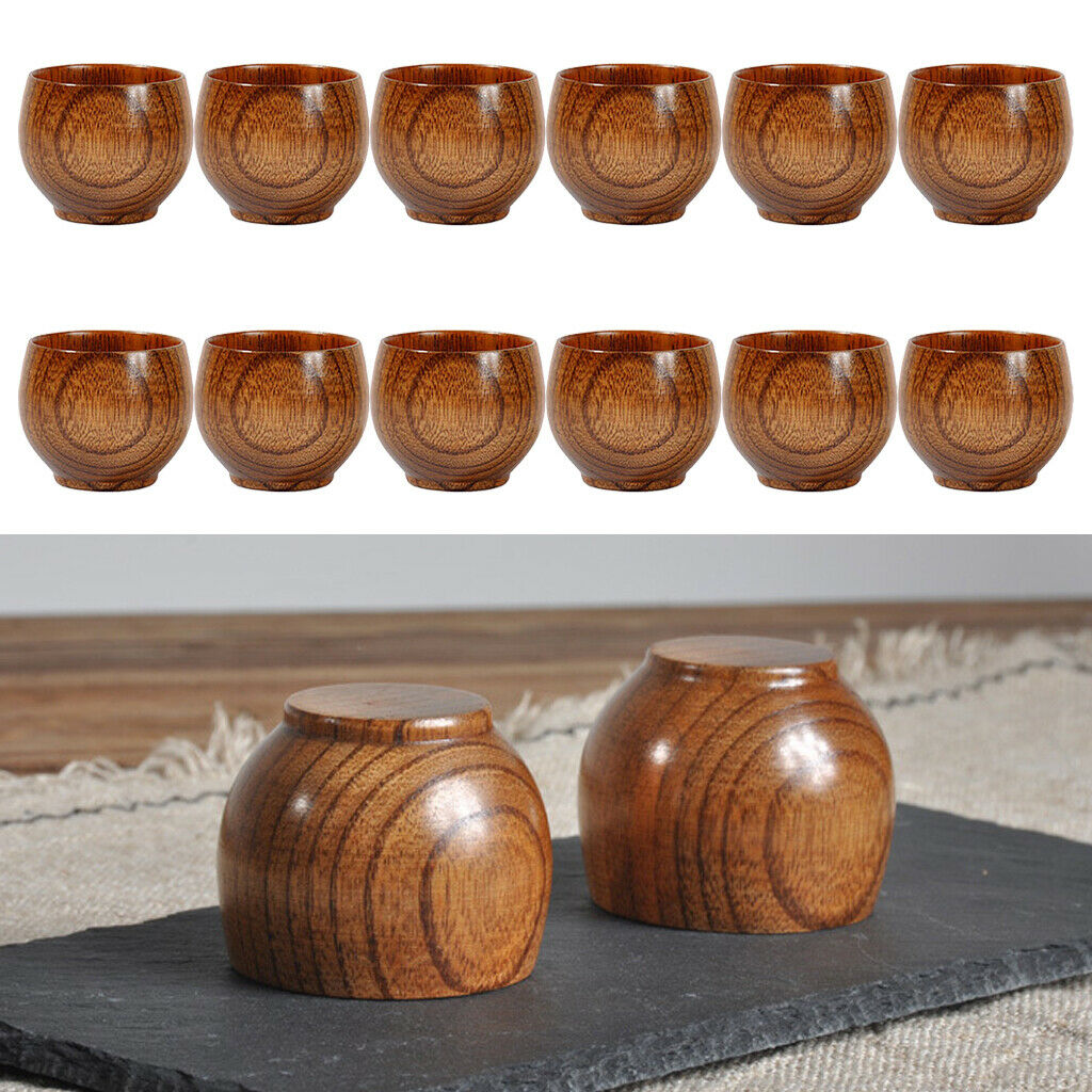 12x  Wooden Cup Handmade Natural Wood Coffee Tea Beer Juice Mug 50ml