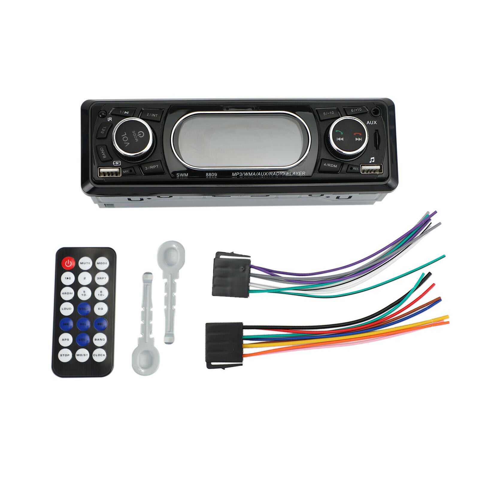 Single 1 DIN Car Stereo MP3 Player Bluetooth LCD Display USB AUX-IN Audio Radio