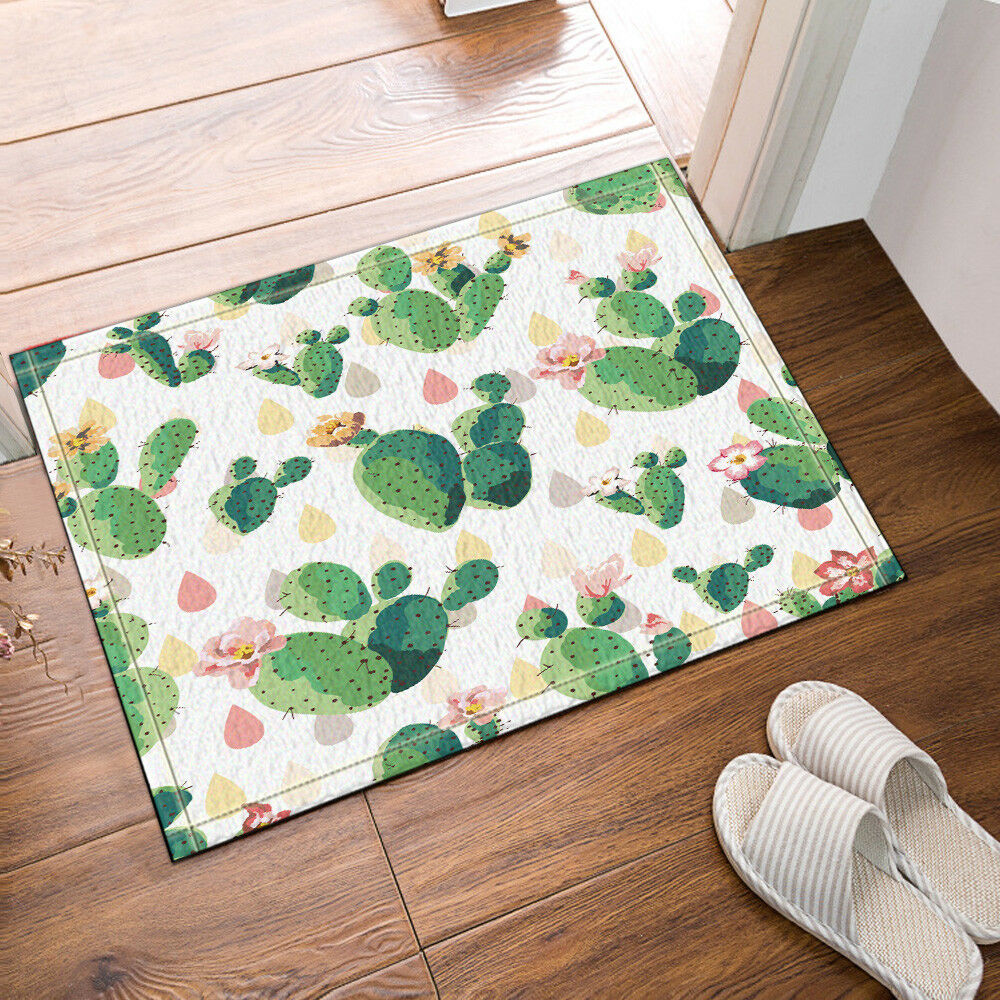 Watercolor Cactus Bath Rug Non-Slip Floor Outdoor Indoor Front Door Mat 16x24"