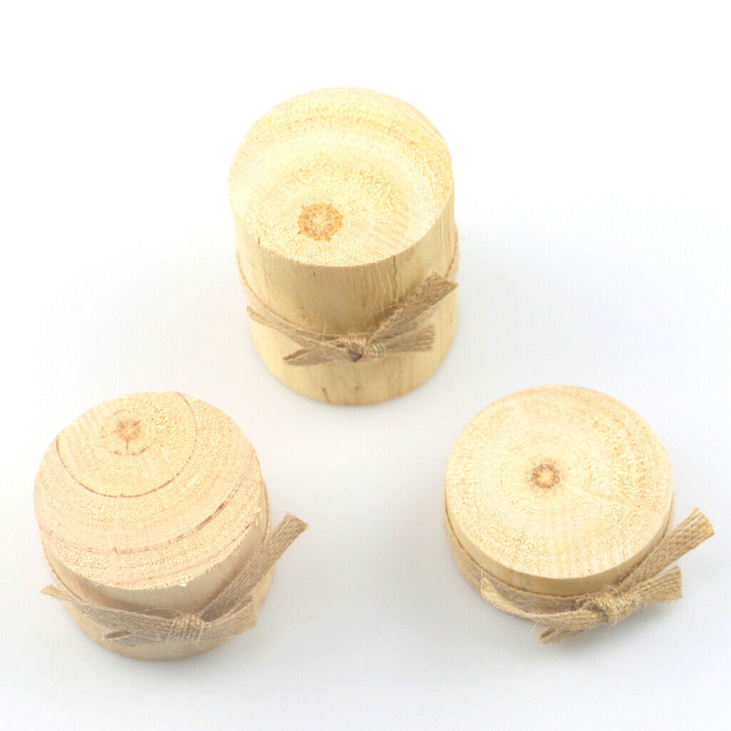 3pcs Retro Style Wooden Pillar Candle Holder Stand For Party Table Decor