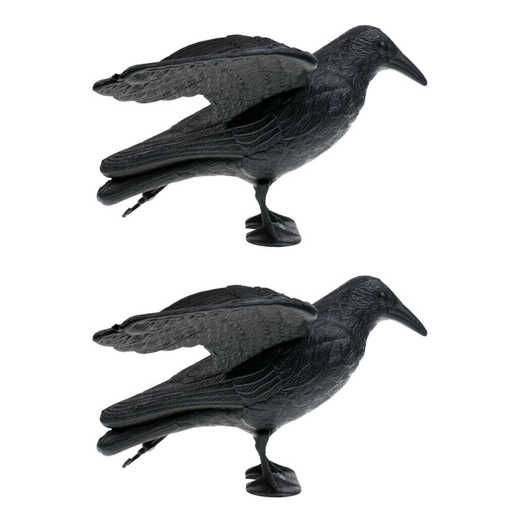 1 Pair Realistic Full Body Crow Raven Hunting Decoy Scarer Greenhand Gear