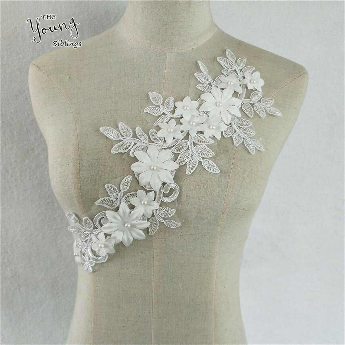 1 Pair Embroidery Beautiful Lace Collar Decoration Fabric Dress Applique Crafts