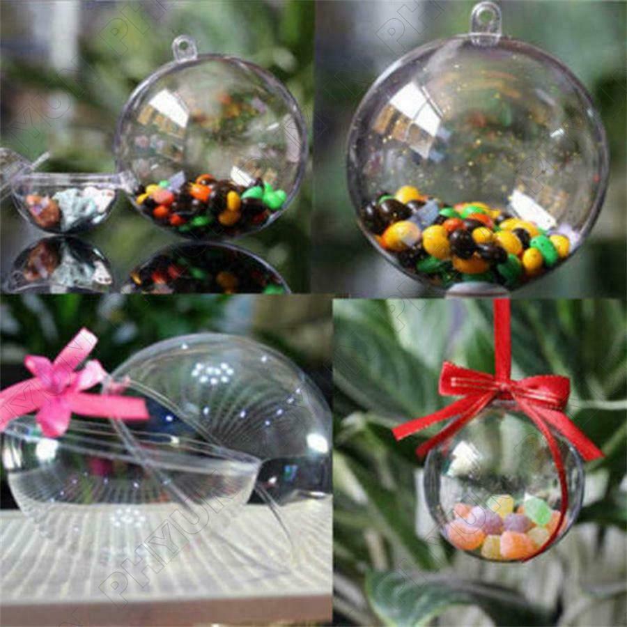 DIY Clear Plastic Ball Baubles Christmas Tree Hanging Party Ornament Craft 25Pcs