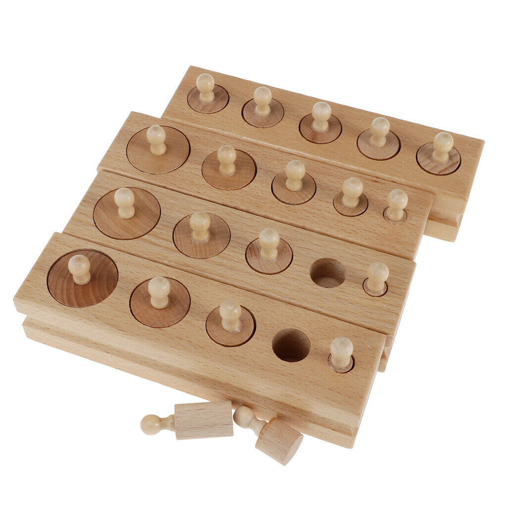 Knobbed Cylinders Blocks Gifts Manipulative Math Skills Set Game Motor Skill