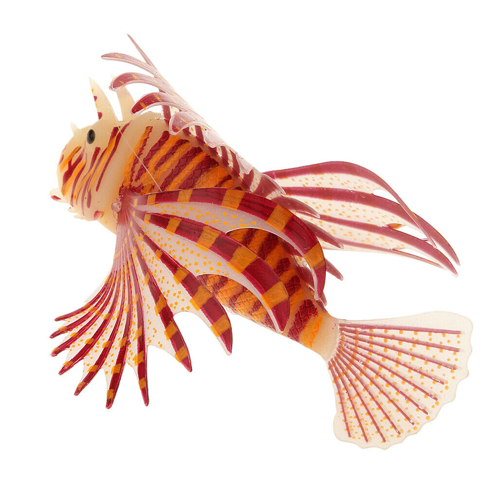 Artificial Silicone Glow Lionfish Snailfish Aquarium Fish Tank Decor ORG S