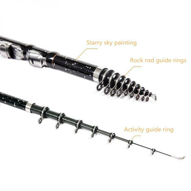 3.6m Black Telescopic Rock Carp Fishing Rod Carbon Fiber Surf Spinning Pole