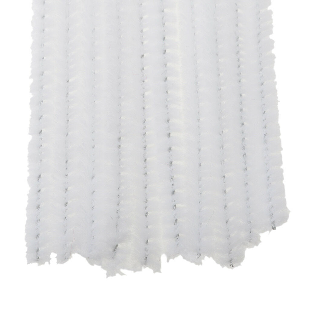 100pcs 30cm Chenille Stem Pipe Cleaner Twist-Flex Rods Plush Sticks White