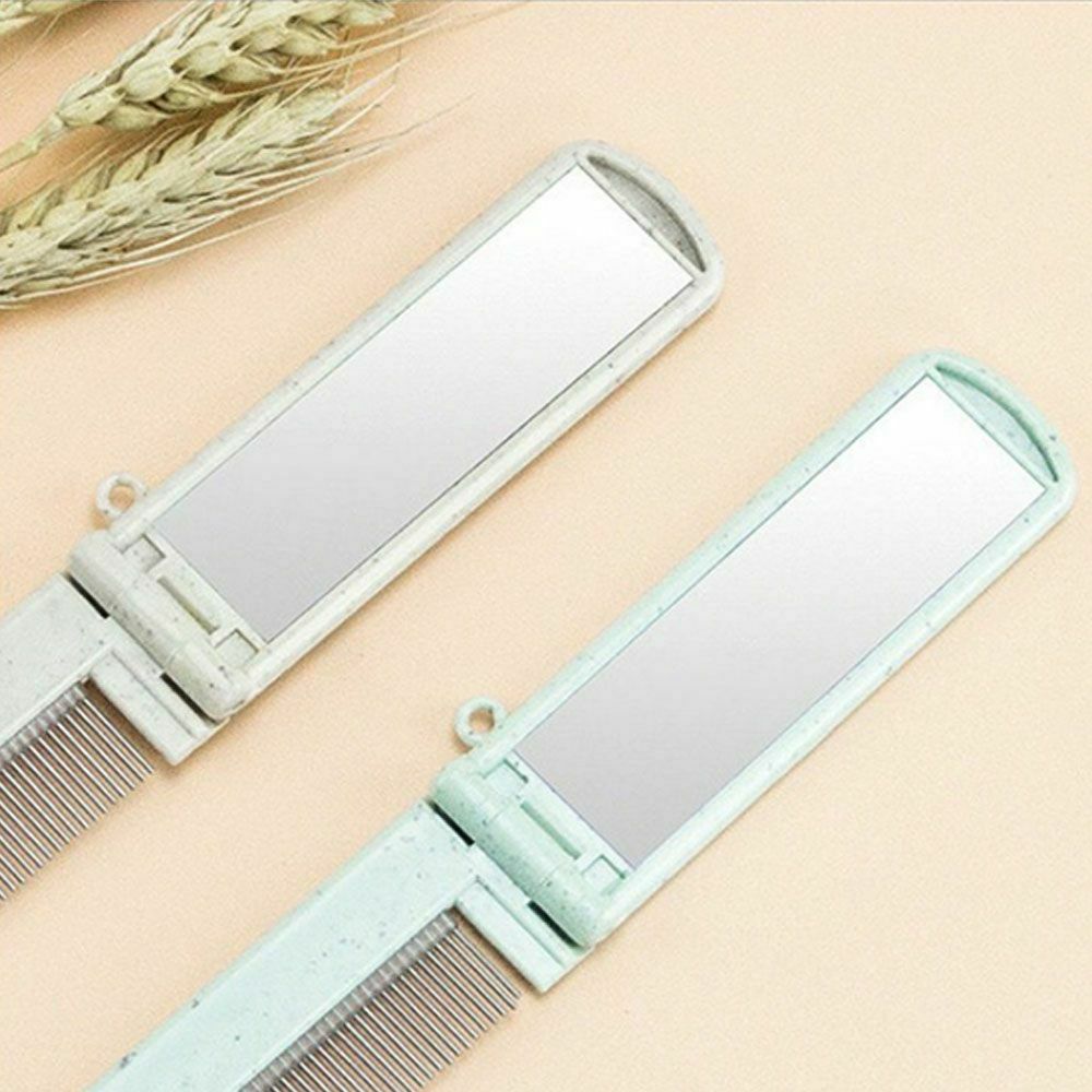 Size stainless close-tooth comb Hair Comb Folding Hair Brush rotating mirror