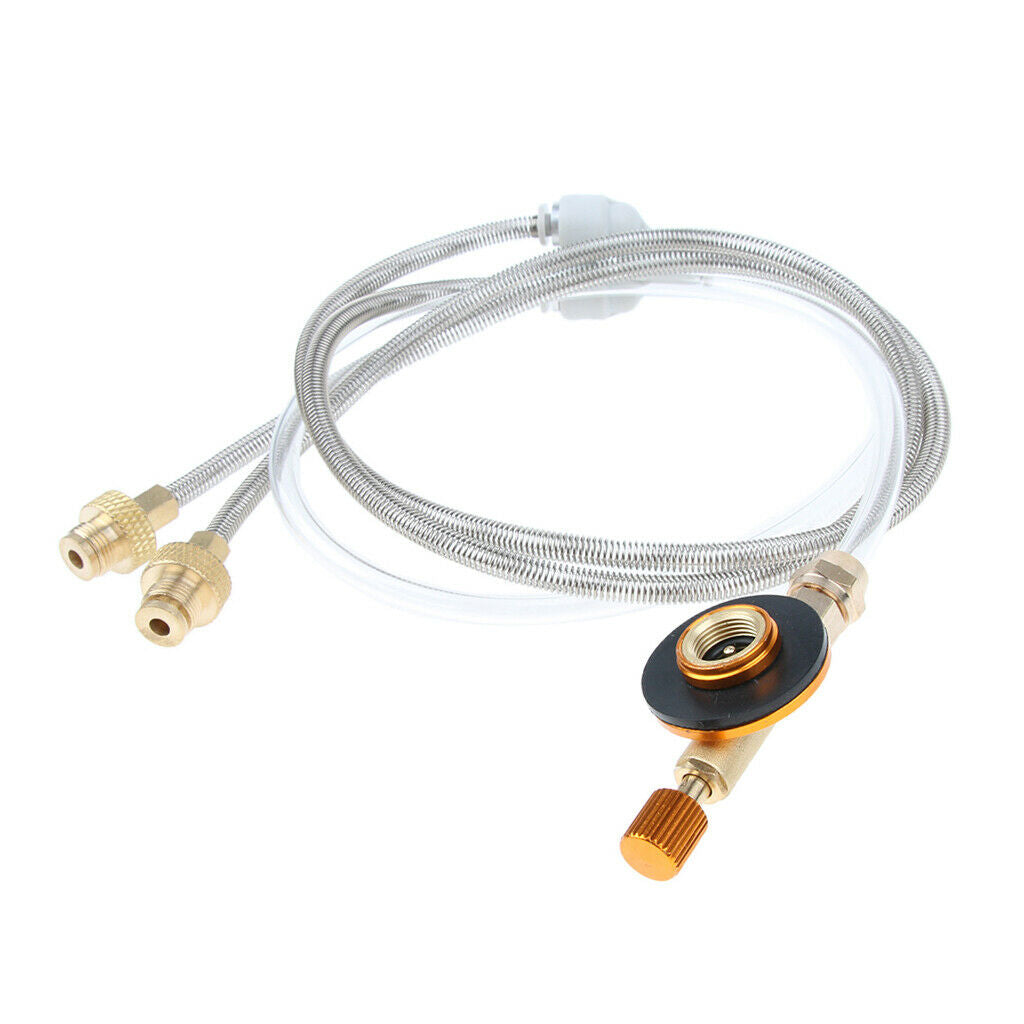 2 Stage Hose Pipe Propane Regulator Adapter for Flat Gas Tank Camping Stove