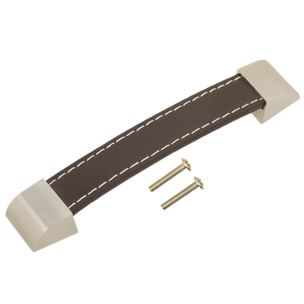 128mm Leather Furniture Door Suitcase Bag Drawer Cabinet Pull Handles -Brown