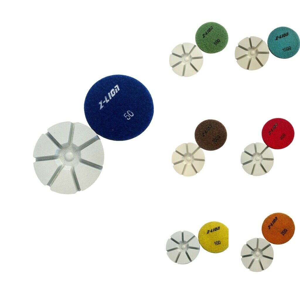 3 inch Dry Diamond Polishing Pads 10mm Thick Stone Concrete 50# deep blue
