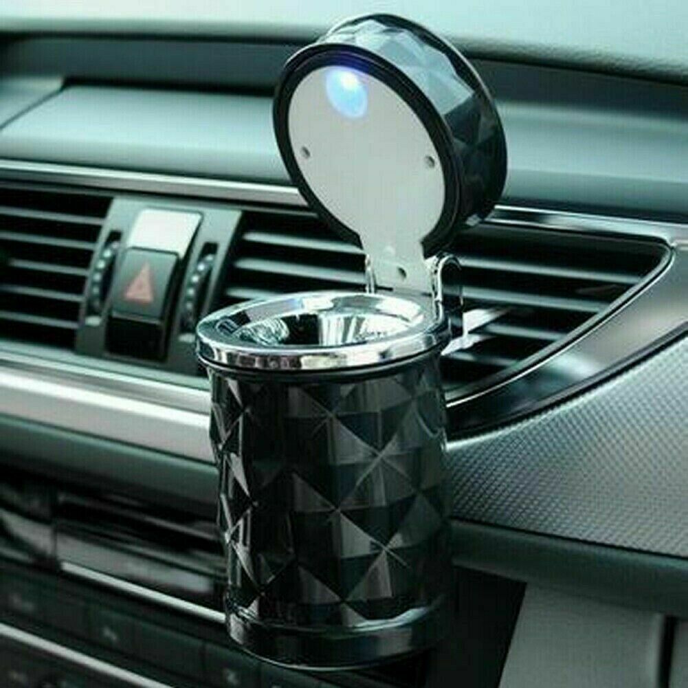 Portable Car Ashtray Cigarette Lighter w/ Blue Led Light for Most Car Cup Holder