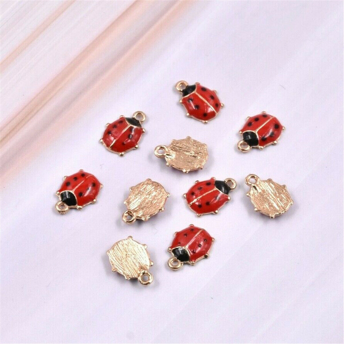 10pcs Ladybird Ladybug Enamel Charm Pendant 11*9MM For DIY  Earrings Bracelet