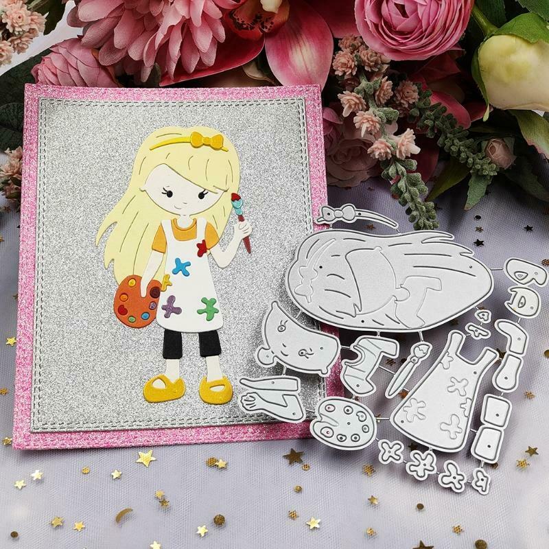 DIY Girl Painting Scrapbook Embossing Stencil Album Steel Mould for Paper Card
