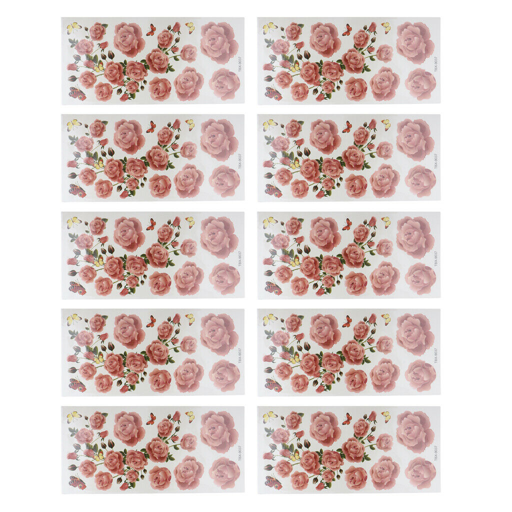 Pack of 10 Sheets Party Waterproof Flower Temporary Tattoo Stickers TBX-037