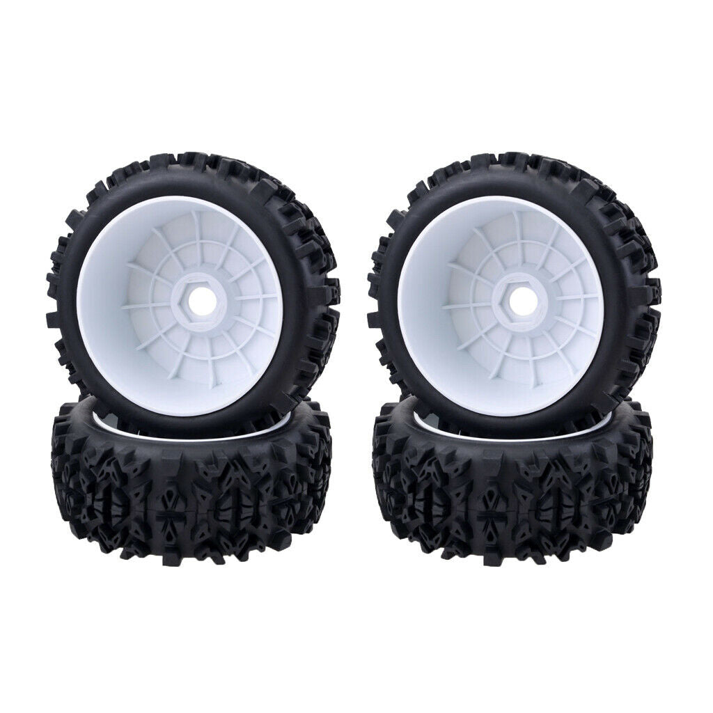 4pcs 1/8 RC Rubber Tires & Wheels Rims Hex 17mm for 1:8 RC on-Road Buggy Car